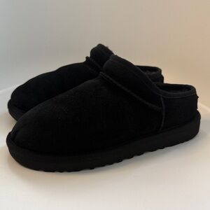 UGG Black Slip-On Shoes with Fur Lining